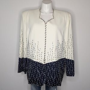 Vintage Night Studio Off White Navy Blue Beaded Fancy Evening Jacket 24